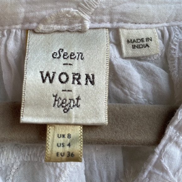 Seen Worn Kept (brand name) white blouse with beautiful pattern - US 4 - Picture 4 of 5
